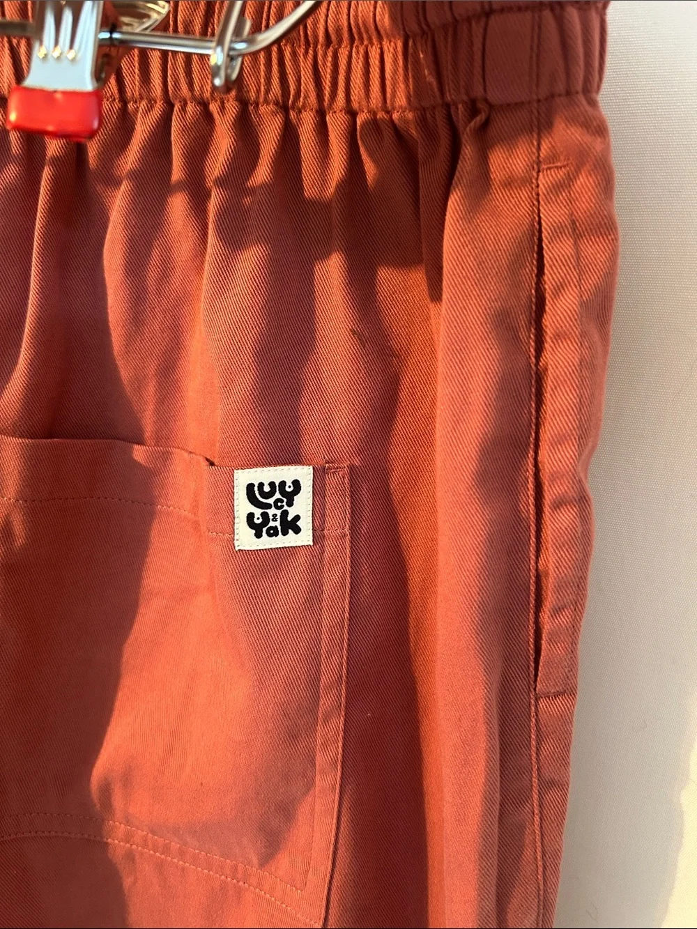 Lucy & Yak Rust Terracotta Elastic Waist Shorts